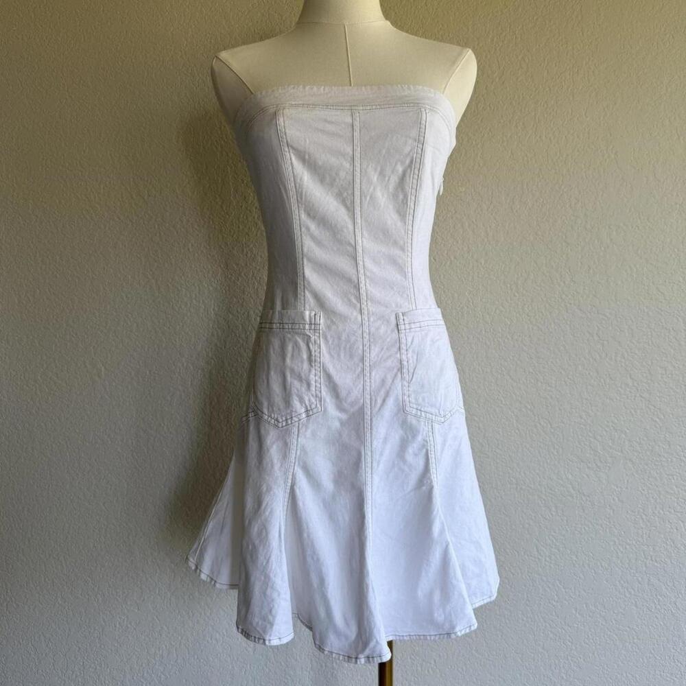 Urban Outfitters BDG white linen blend strapless dress Size S
